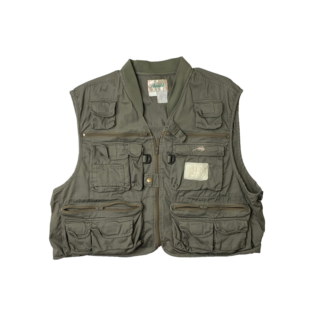 Vintage Ausable Vest Mens XL Extra Large Herb Fly Fishing Utility Pockets *READ